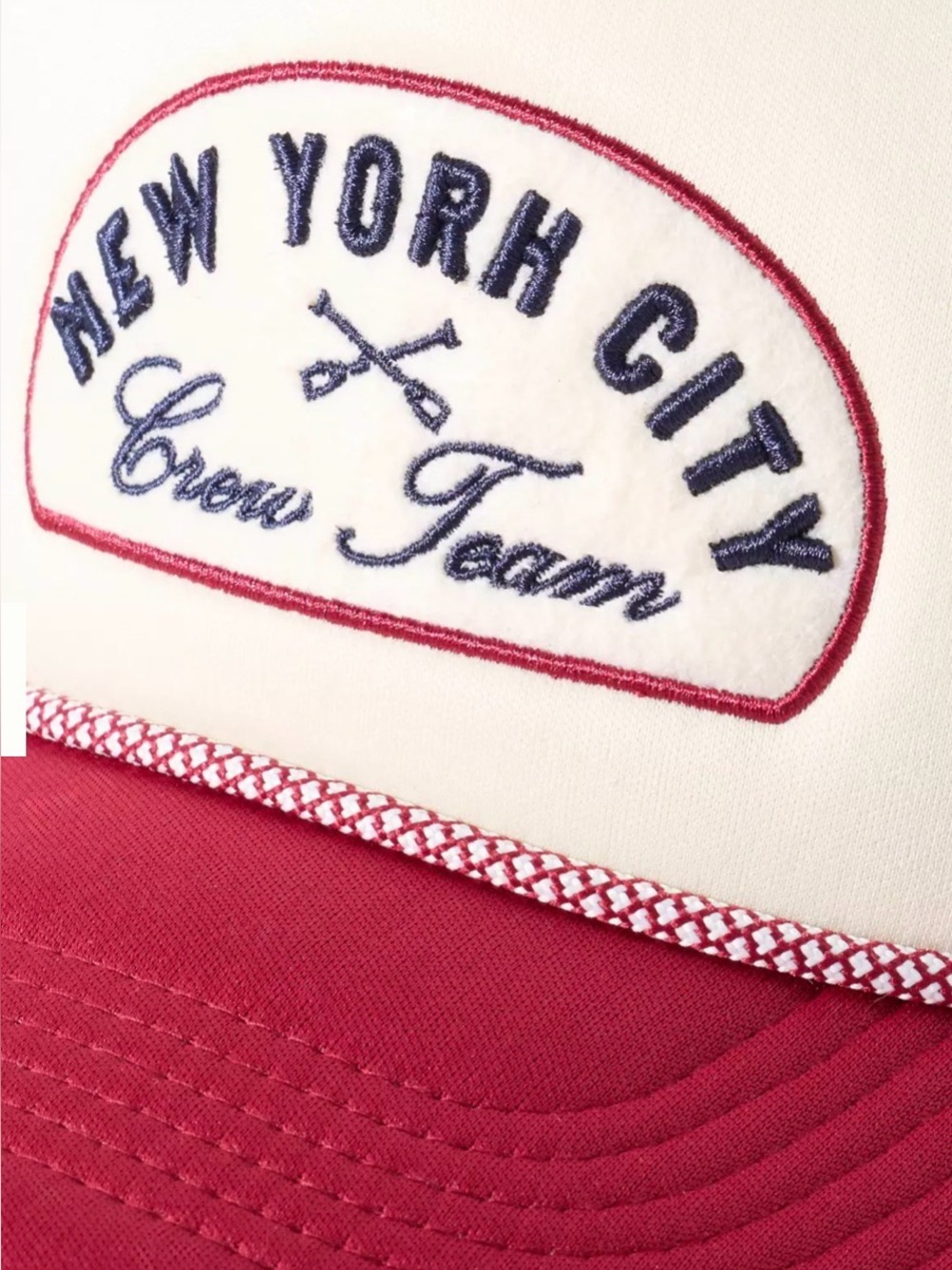 Anthropologie White & Red Patch Trucker Hat